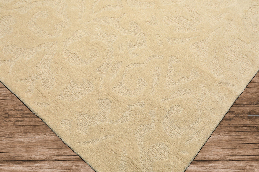 5x8 Tone on Tone Ivory, , Color Hand Tufted Handmade Wool Transitional Oriental Rug