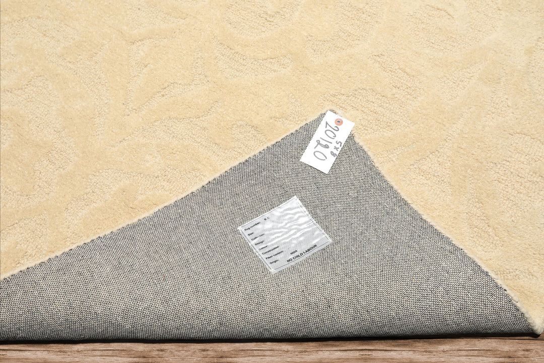 5x8 Tone on Tone Ivory, , Color Hand Tufted Handmade Wool Transitional Oriental Rug