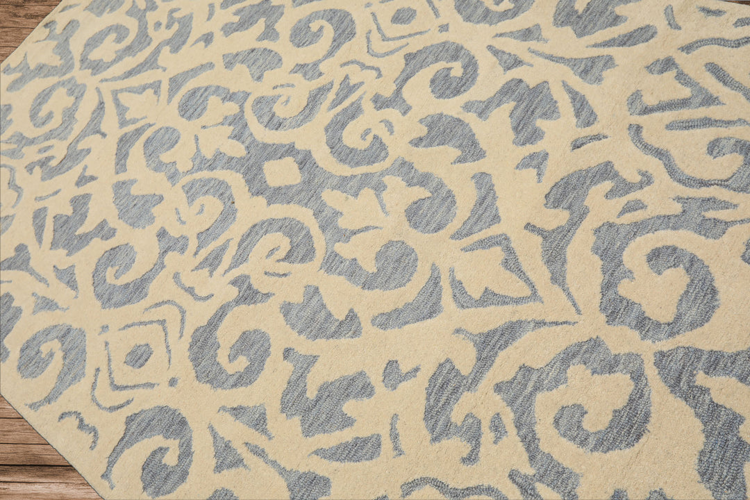 5x8 Ivory, Blue, Color Hand Tufted Handmade Wool Transitional Oriental Rug