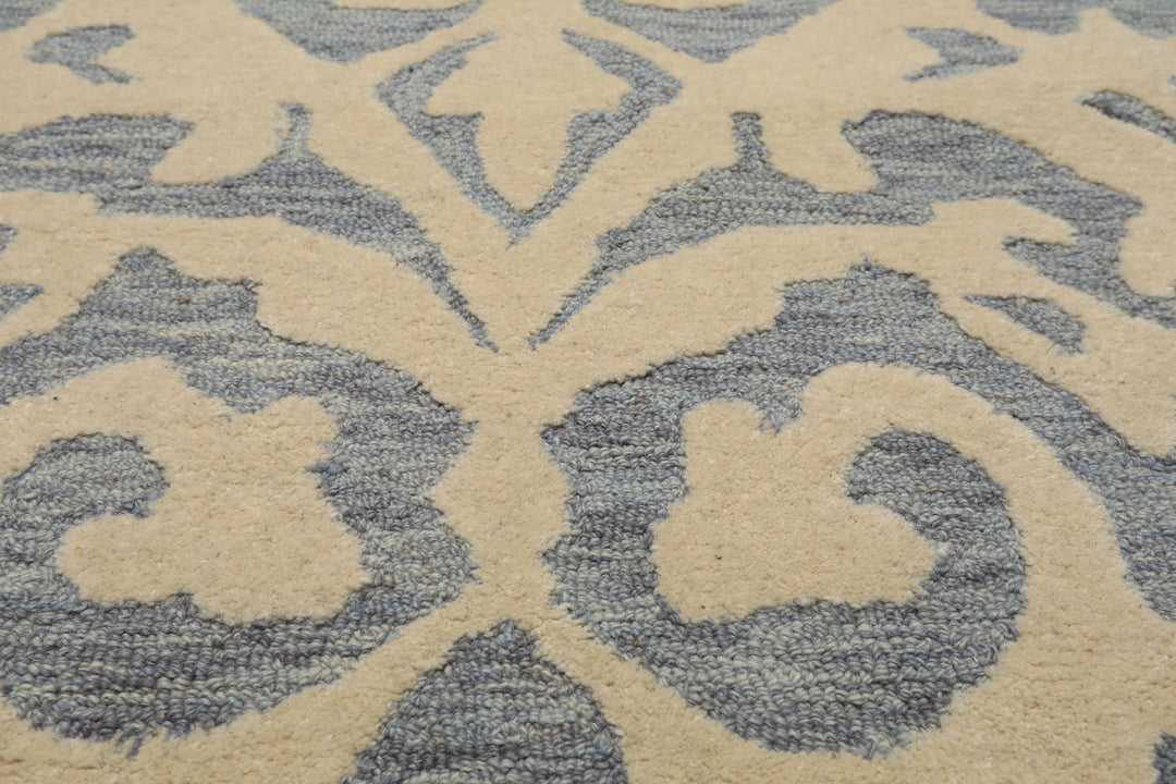 5x8 Ivory, Blue, Color Hand Tufted Handmade Wool Transitional Oriental Rug