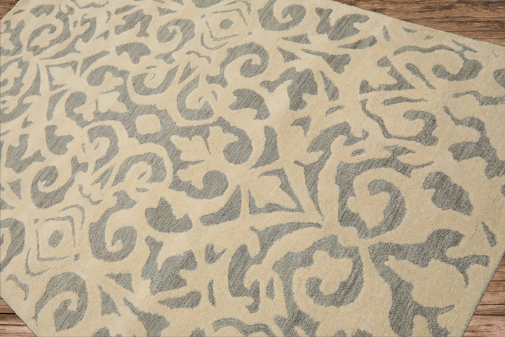 5x8 Ivory, Celadon, Color Hand Tufted Handmade Wool Transitional Oriental Rug