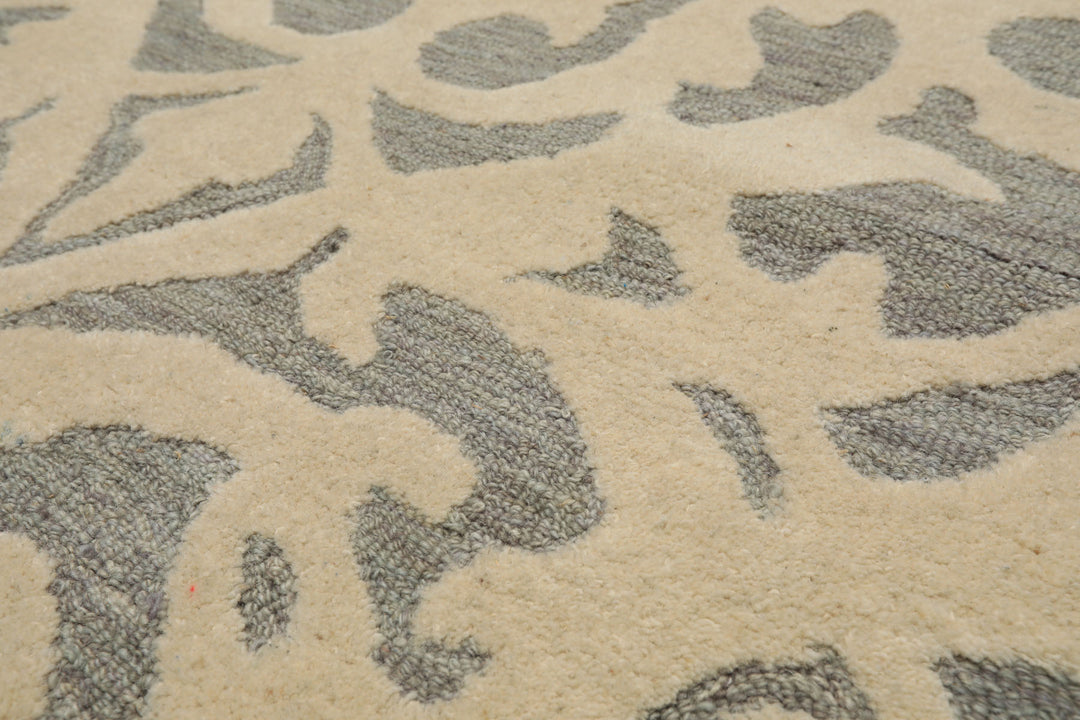 5x8 Ivory, Celadon, Color Hand Tufted Handmade Wool Transitional Oriental Rug