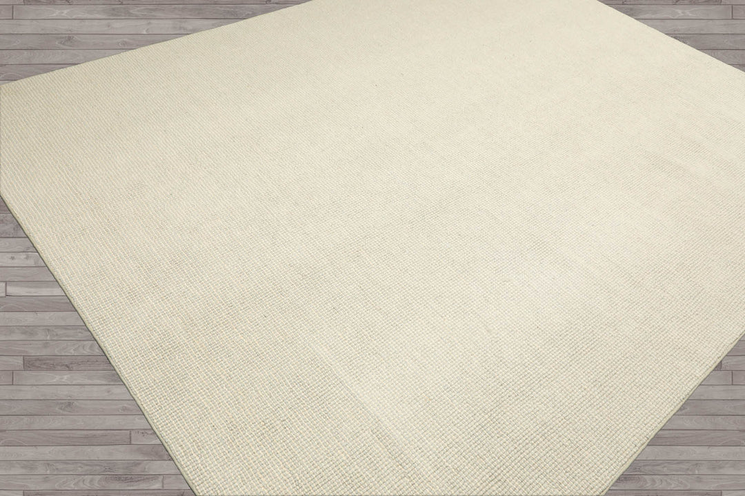 Multi Size Sea Foam Ivory Color Hand Tufted Textured New Zealand Wool Contemporary Oriental Rug
