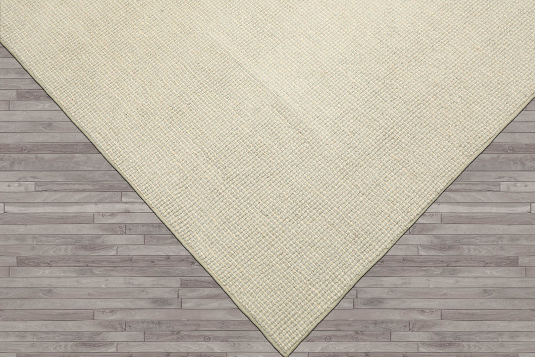 Multi Size Sea Foam Ivory Color Hand Tufted Textured New Zealand Wool Contemporary Oriental Rug