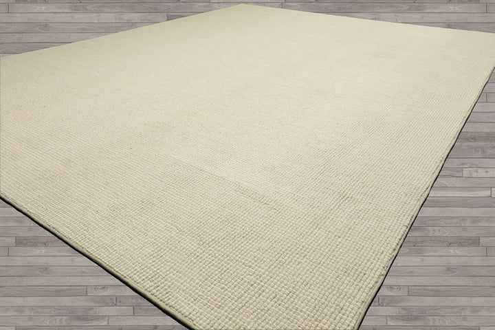 Multi Size Sea Foam Ivory Color Hand Tufted Textured New Zealand Wool Contemporary Oriental Rug