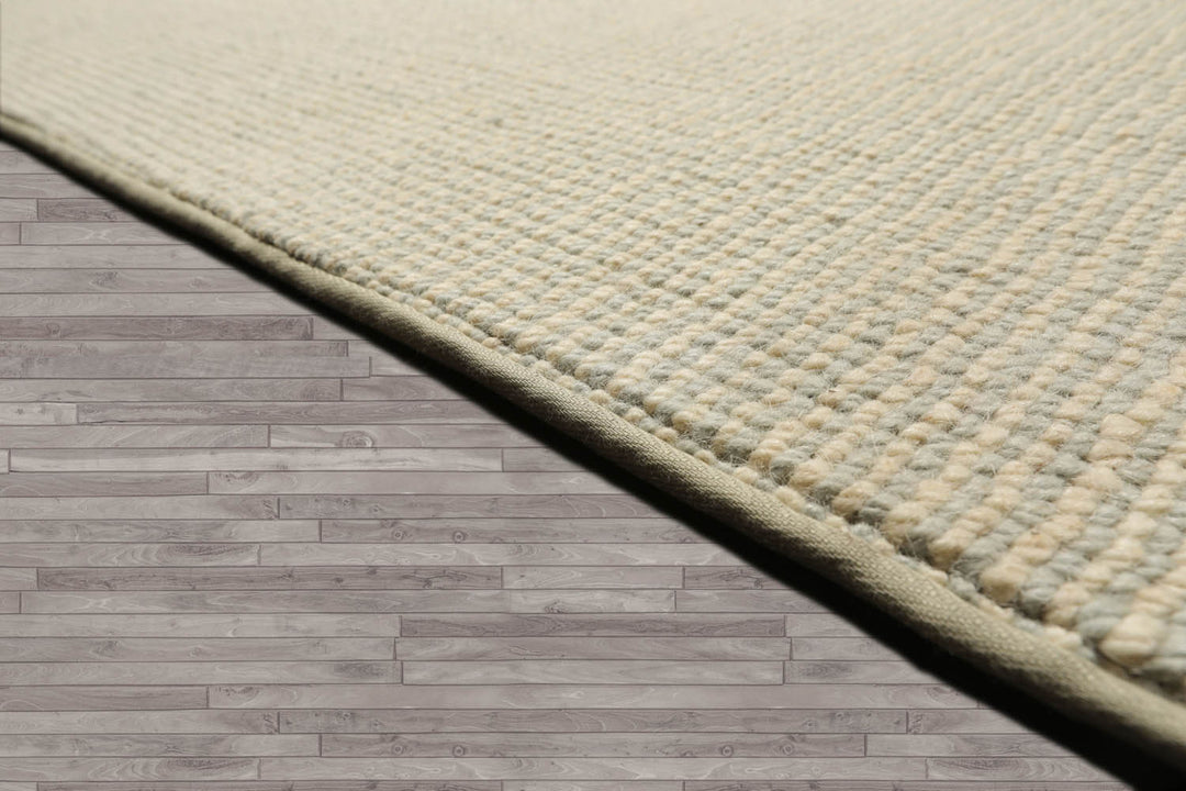 Multi Size Sea Foam Ivory Color Hand Tufted Textured New Zealand Wool Contemporary Oriental Rug