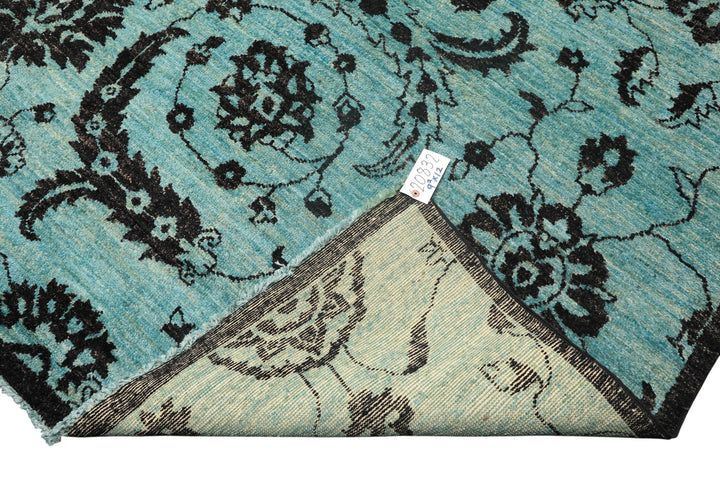 9x12 Turquoise, Dark Chocolate, Color Hand Knotted Oushak Wool Traditional Oriental Rug