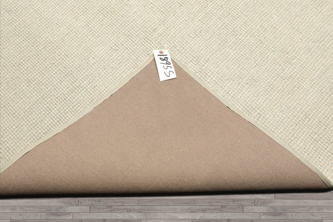 Multi Size Sea Foam Ivory Color Hand Tufted Textured New Zealand Wool Contemporary Oriental Rug