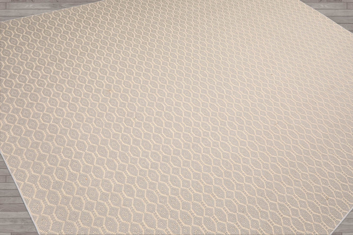 Multi Size Gray Ivory Color Hand Woven Geometric New Zealand Wool Contemporary Oriental Rug
