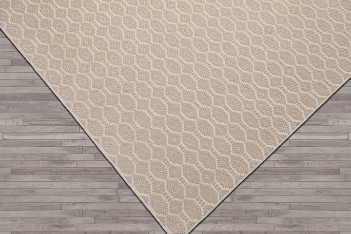 Multi Size Gray Ivory Color Hand Woven Geometric New Zealand Wool Contemporary Oriental Rug