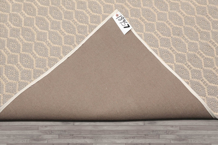 Multi Size Gray Ivory Color Hand Woven Geometric New Zealand Wool Contemporary Oriental Rug