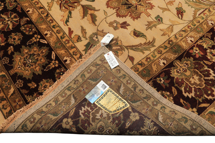 12x18 Beige, Maroon, Sage Color Hand Knotted Agra Wool Traditional Oriental Rug