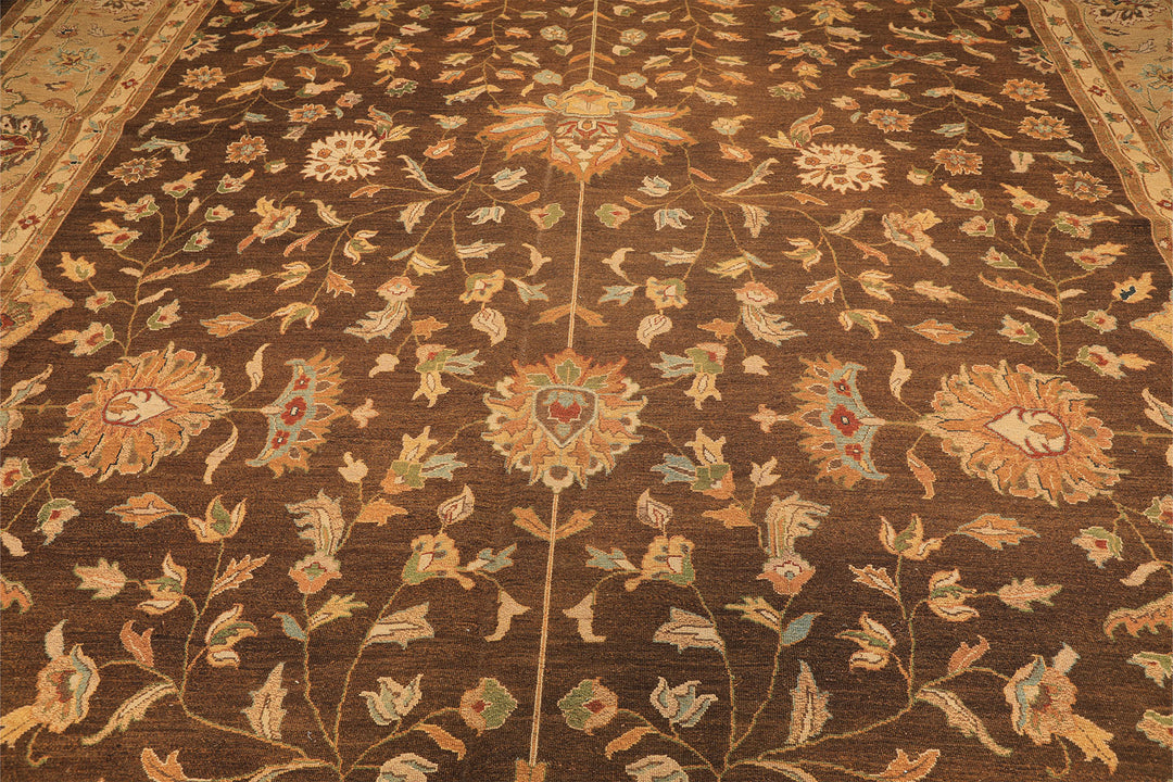 12x18 Brown, Tan, Gold Color Hand Knotted Soumak Wool Traditional Oriental Rug