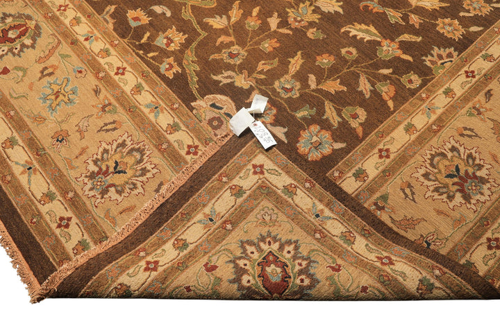 12x18 Brown, Tan, Gold Color Hand Knotted Soumak Wool Traditional Oriental Rug