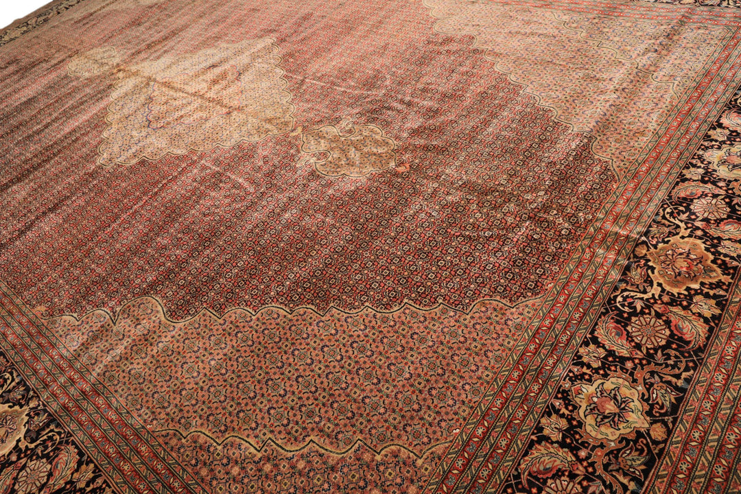 12x18 Black, Rust, Rose Color Hand Knotted Sino Persian Wool &amp; Silk Traditional Oriental Rug
