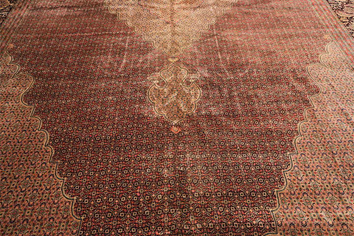 12x18 Black, Rust, Rose Color Hand Knotted Sino Persian Wool &amp; Silk Traditional Oriental Rug
