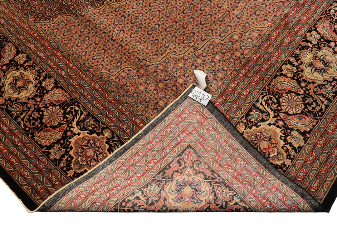 12x18 Black, Rust, Rose Color Hand Knotted Sino Persian Wool &amp; Silk Traditional Oriental Rug