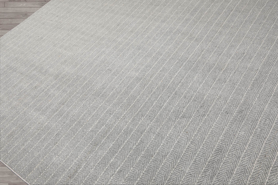 Multi Size Ash Gray Cream Color Hand Tufted Herringbone New Zealand Wool Contemporary Oriental Rug