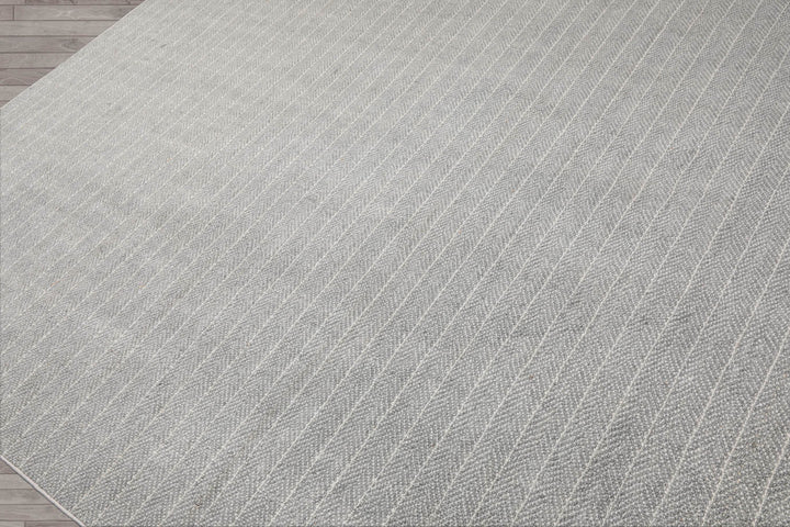 Multi Size Ash Gray Cream Color Hand Tufted Herringbone New Zealand Wool Contemporary Oriental Rug