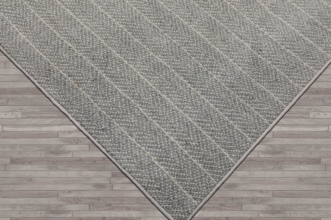 Multi Size Ash Gray Cream Color Hand Tufted Herringbone New Zealand Wool Contemporary Oriental Rug