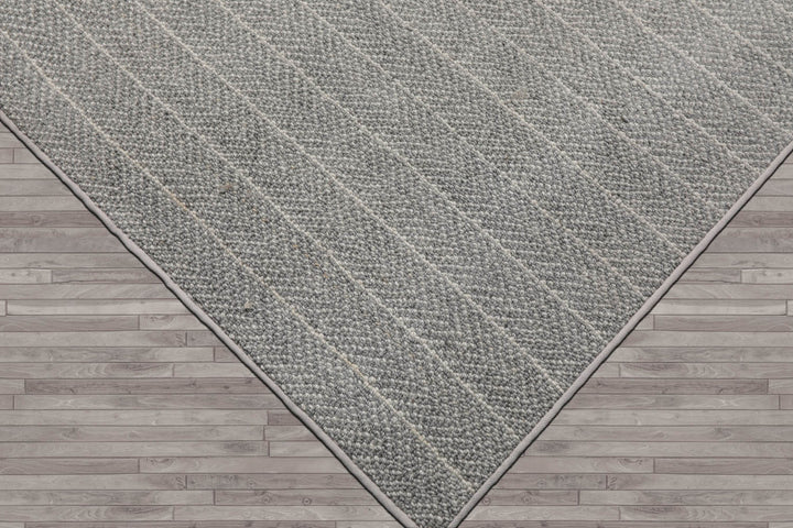 Multi Size Ash Gray Cream Color Hand Tufted Herringbone New Zealand Wool Contemporary Oriental Rug
