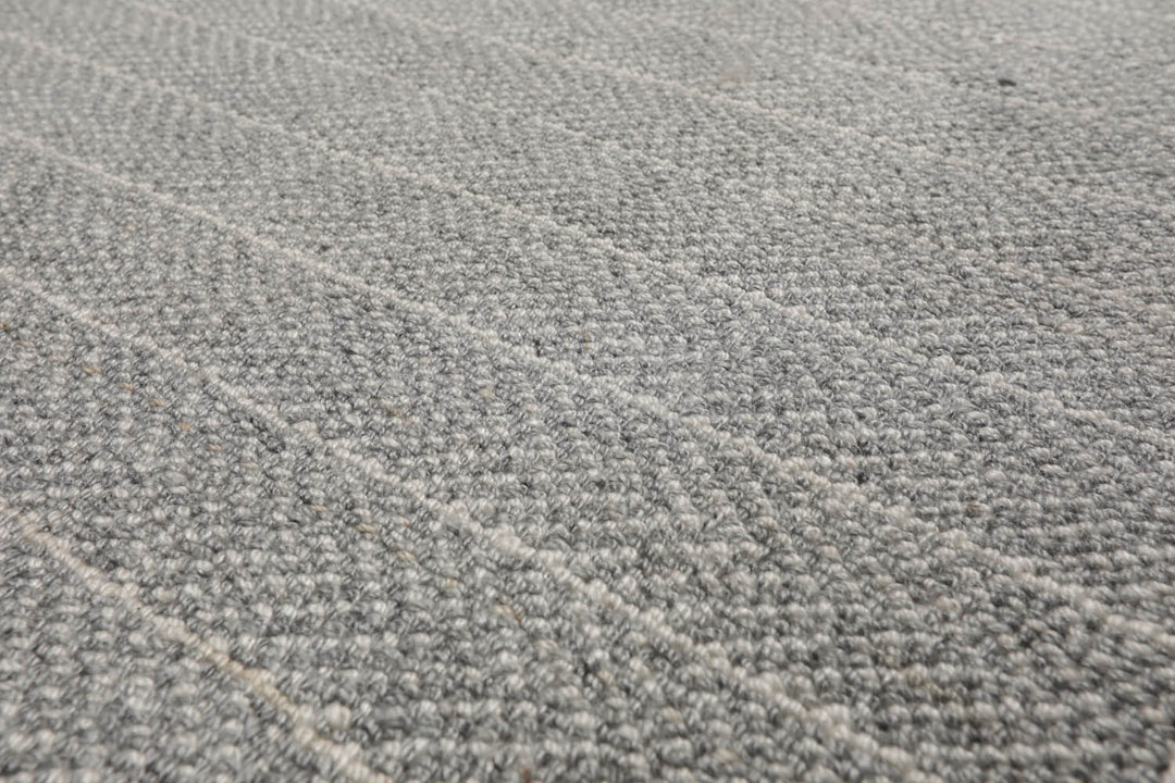 Multi Size Ash Gray Cream Color Hand Tufted Herringbone New Zealand Wool Contemporary Oriental Rug