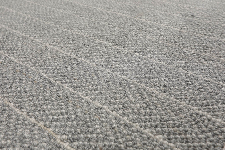 Multi Size Ash Gray Cream Color Hand Tufted Herringbone New Zealand Wool Contemporary Oriental Rug