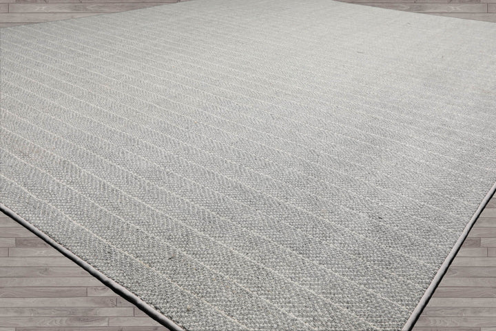 Multi Size Ash Gray Cream Color Hand Tufted Herringbone New Zealand Wool Contemporary Oriental Rug