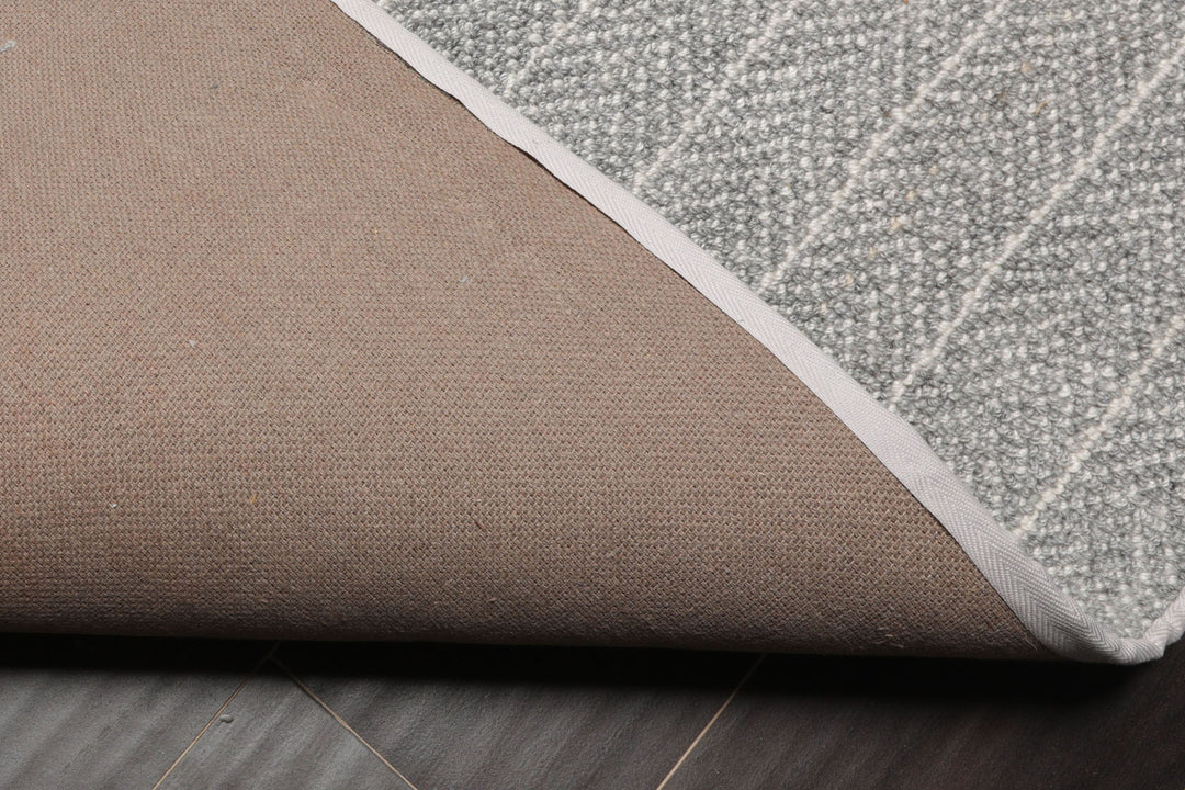 Multi Size Gray Ivory Color Hand Woven Flatweave Wool Contemporary Oriental Rug