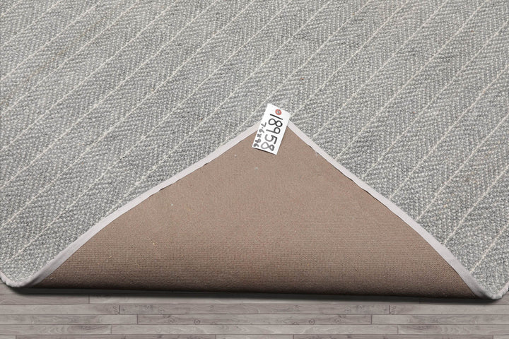 Multi Size Ash Gray Cream Color Hand Tufted Herringbone New Zealand Wool Contemporary Oriental Rug