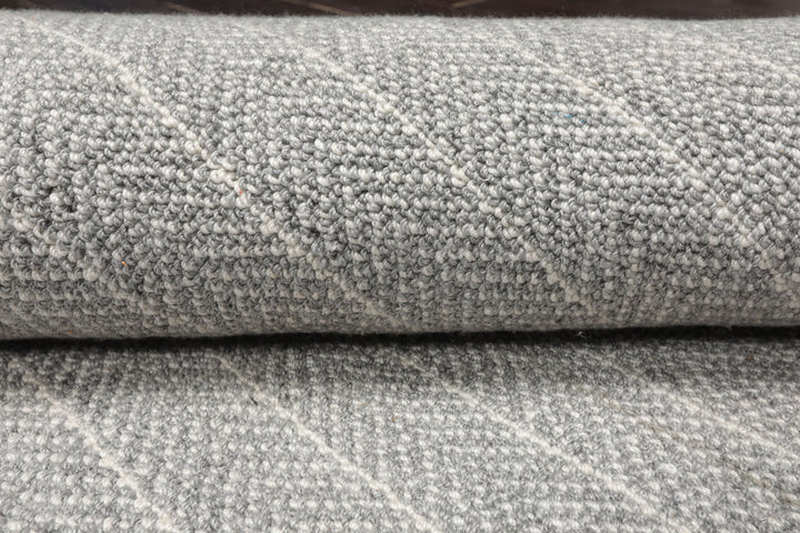 Multi Size Gray Ivory Color Hand Woven Flatweave Wool Contemporary Oriental Rug