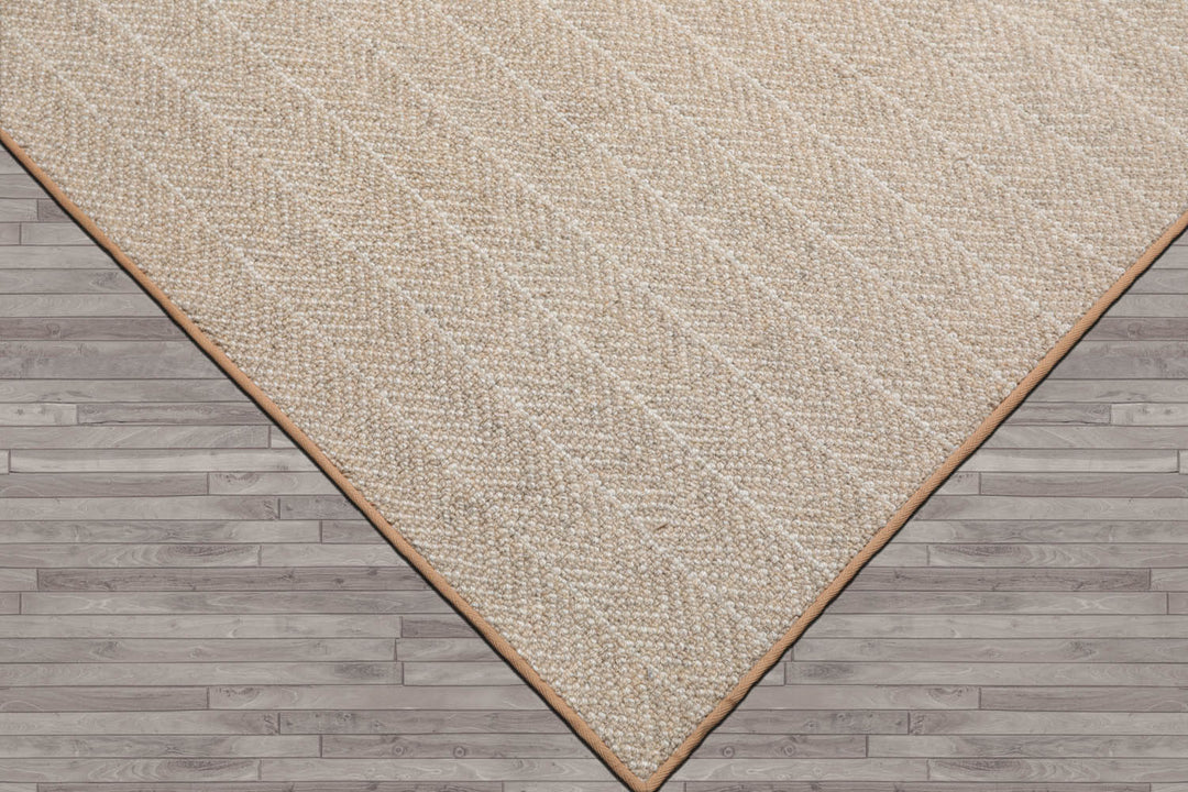 Multi Size Beige Tan Color Hand Tufted Herringbone New Zealand Wool Contemporary Oriental Rug