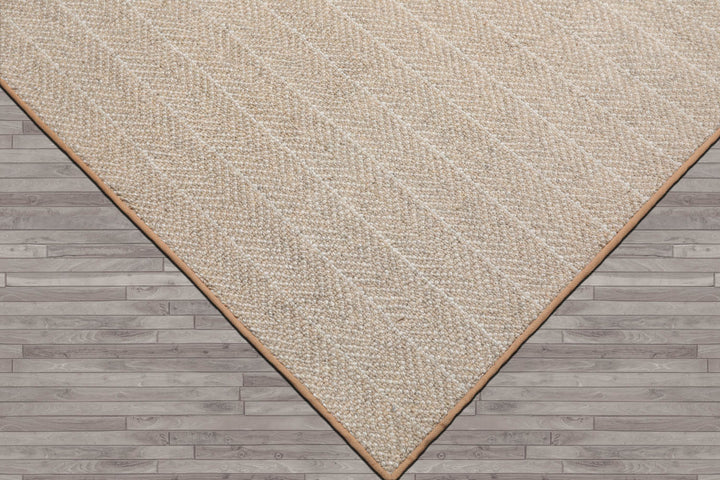 Multi Size Beige Tan Color Hand Tufted Herringbone New Zealand Wool Contemporary Oriental Rug