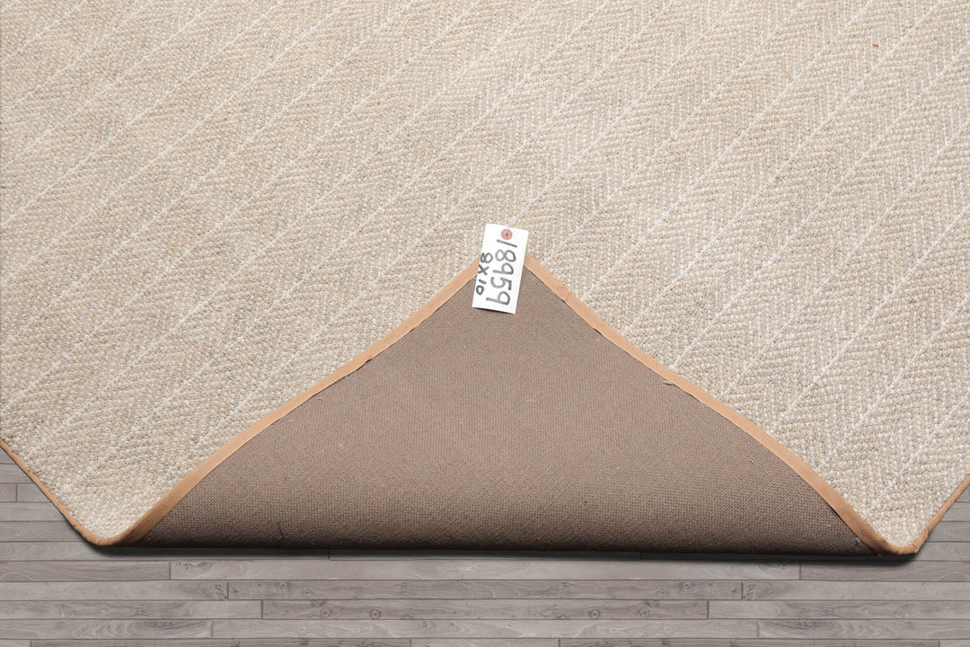 Multi Size Beige Tan Color Hand Tufted Herringbone New Zealand Wool Contemporary Oriental Rug
