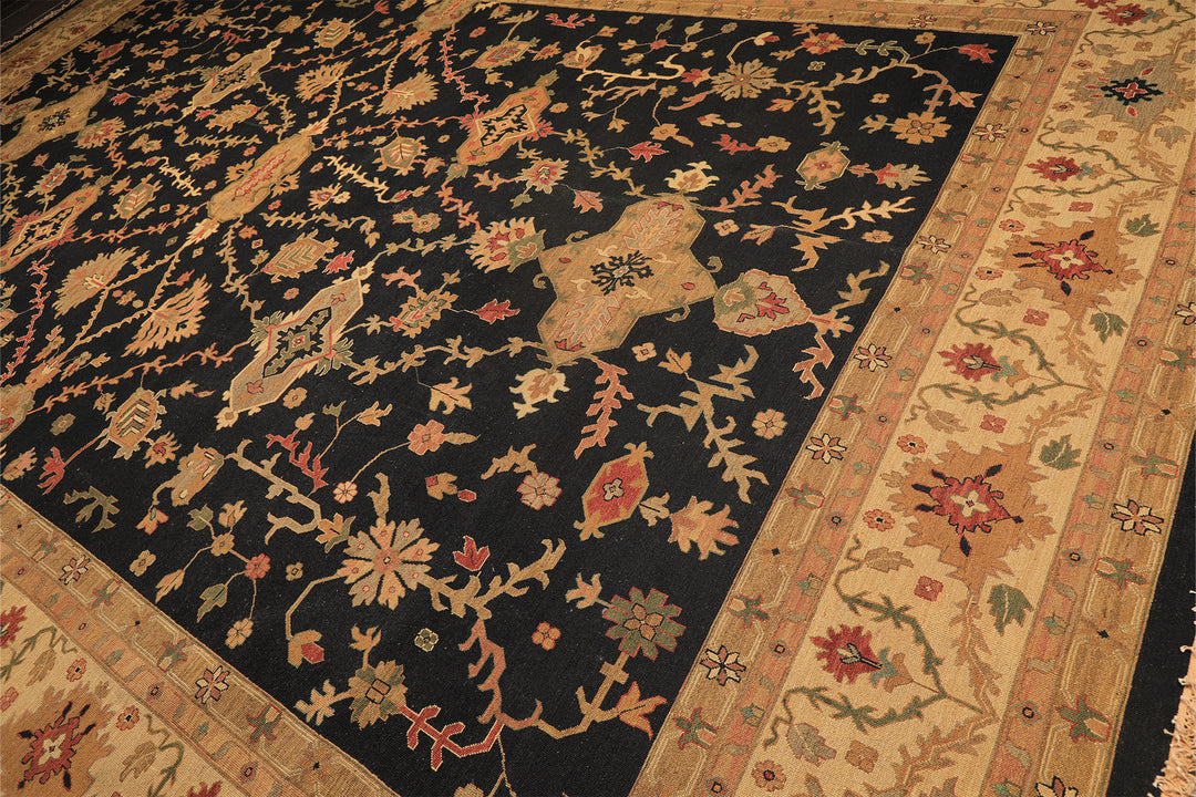 12x18 Charcoal, Beige, Sage Color Hand Knotted Soumak Wool Traditional Oriental Rug