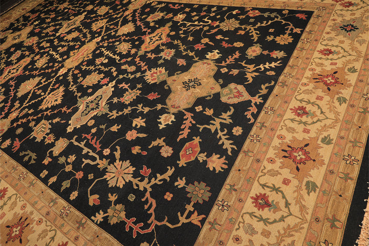 12x18 Charcoal, Beige, Sage Color Hand Knotted Soumak Wool Traditional Oriental Rug