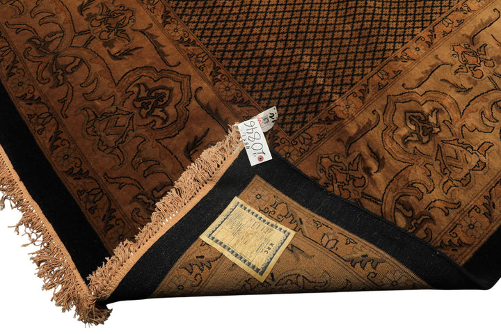 12x18 Black, Gold, Sage Color Hand Knotted Indo Persian New Zealand Wool Transitional Oriental Rug