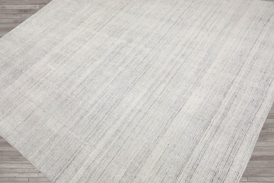 Multi Size Off White Ash Gray Color Hand Tufted Textured New Zealand Wool Contemporary Oriental Rug