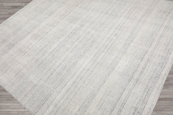 Multi Size Off White Ash Gray Color Hand Tufted Textured New Zealand Wool Contemporary Oriental Rug
