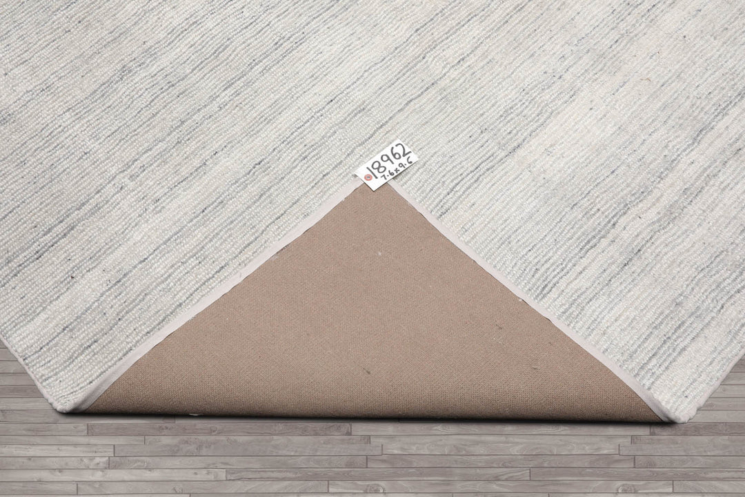Multi Size Off White Ash Gray Color Hand Tufted Textured New Zealand Wool Contemporary Oriental Rug