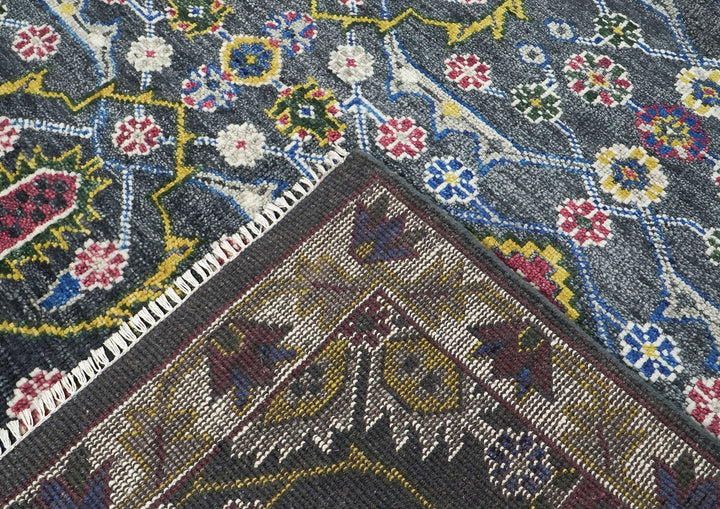 9x12 Blue, Lime, Beige Color Hand Knotted Oushak Wool Transitional Oriental Rug