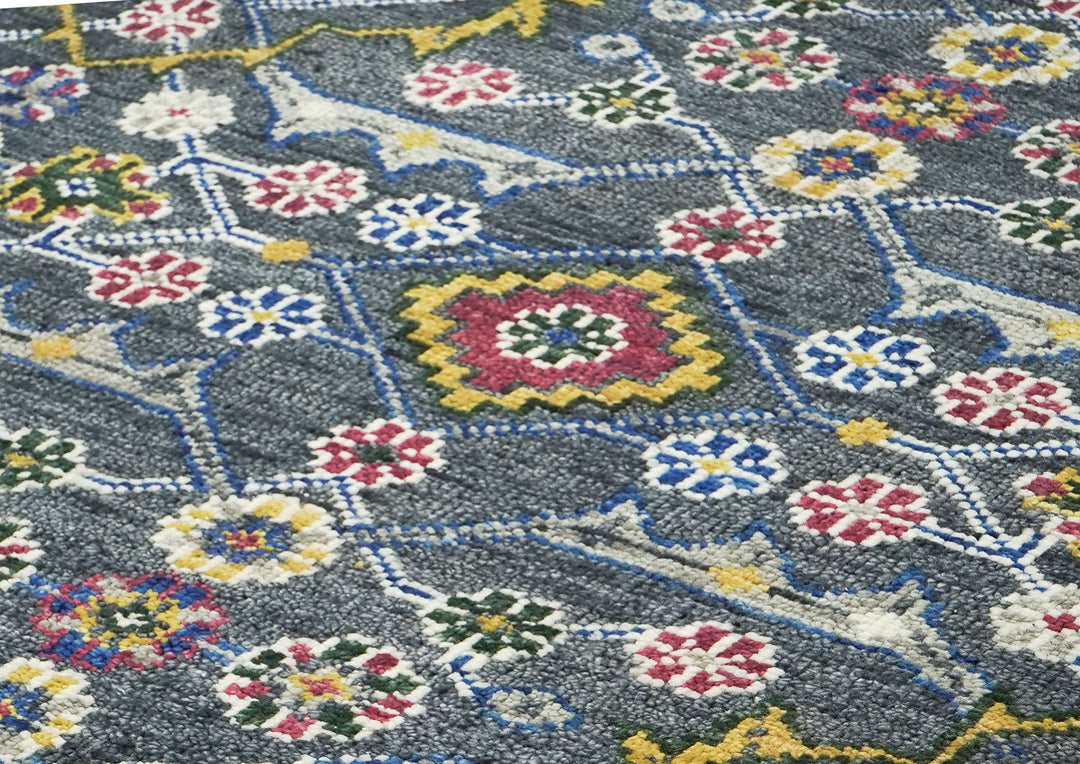 9x12 Blue, Lime, Beige Color Hand Knotted Oushak Wool Transitional Oriental Rug