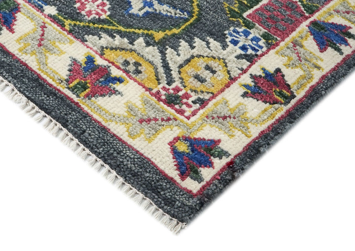 9x12 Blue, Lime, Beige Color Hand Knotted Oushak Wool Transitional Oriental Rug