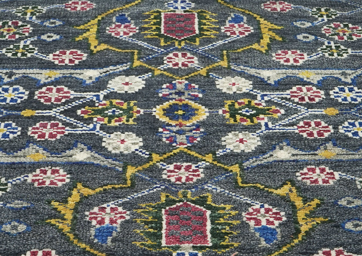 9x12 Blue, Lime, Beige Color Hand Knotted Oushak Wool Transitional Oriental Rug