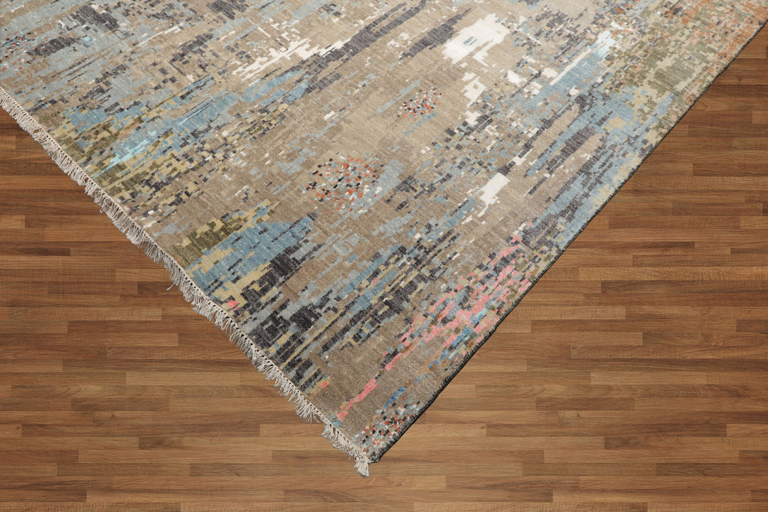 Celeste Rugs 10x14 Sherpa Hand Knotted 100% Wool Oriental Area Rug Gray & Brown Modern Contemporary Design