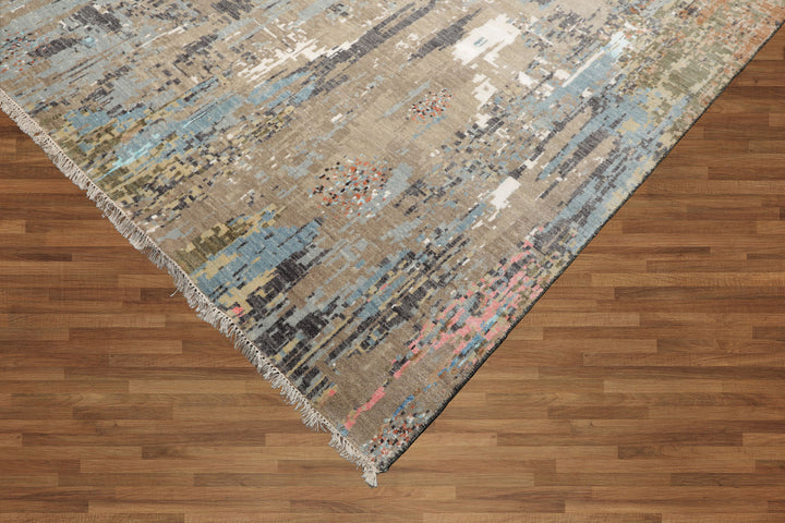 Celeste Rugs 10x14 Sherpa Hand Knotted 100% Wool Oriental Area Rug Gray & Brown Modern Contemporary Design