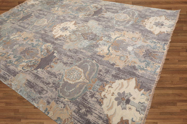Celeste Rugs 9x12 Sherpa Hand Knotted Oriental Area Rug Crafted with Wool & Silk Gray & Beige Modern Contemporary Design