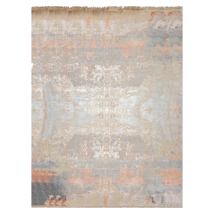 Hand Knotted Sherpa Wool & Silk Oriental Area Rug Beige 9x12