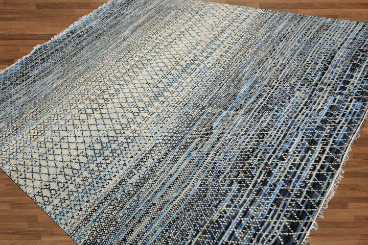 Celeste Rugs 8x10 Hand Knotted Grass 100% Wool Oriental Area Rug Blue & Aqua Modern Contemporary Design