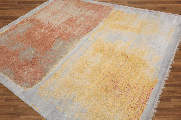 Celeste Rugs 8x10 Sherpa Hand Knotted Oriental Area Rug Crafted with Wool & Silk Sophisticated Gray & Gold Modern Contemporary Style